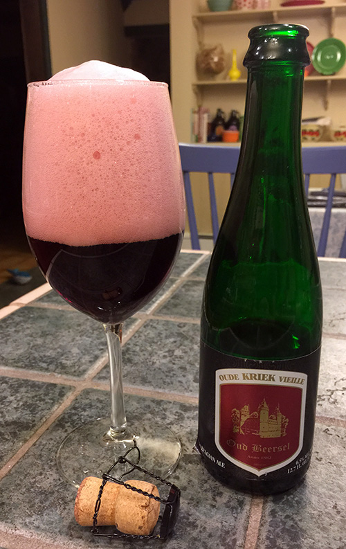 This bottle of Oud Beersel's Oude Kriek Vieille is an example of a beer that I may consider degassing.